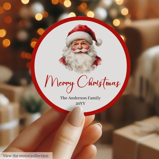 Vintage Santa Claus Merry Christmas Label Design