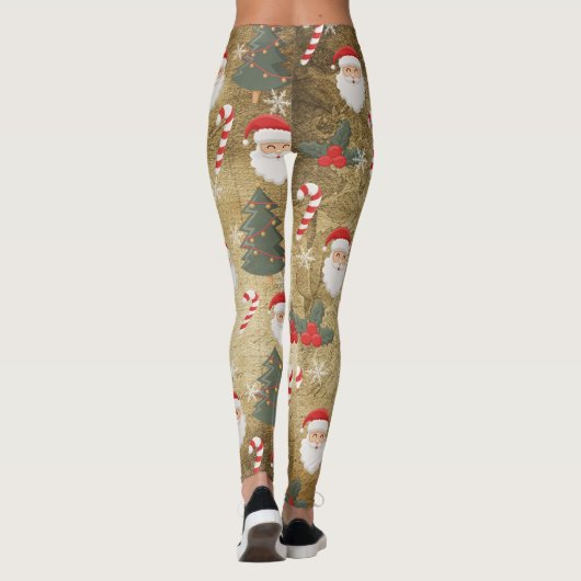 Vintage Santa Claus Pattern Leggings (Achterkant)