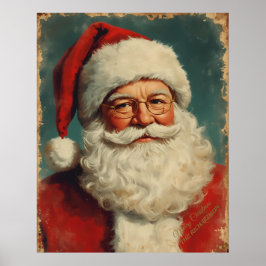 Vintage Santa Claus | Rustic Victorian Christmas Poster