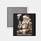 Vintage Santa Claus Smoking Cigarette Funny Christ Magneet (Voorkant / Achterkant)