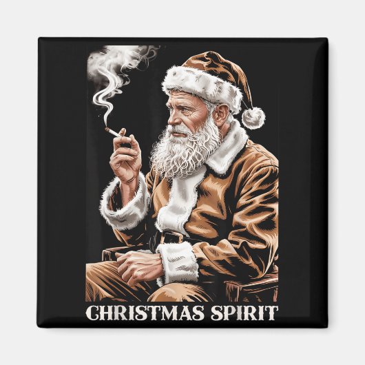 Vintage Santa Claus Smoking Cigarette Funny Christ Magneet (Voorkant)