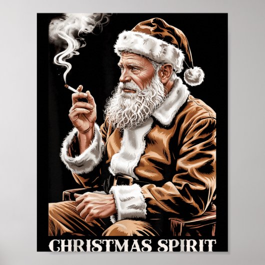 Vintage Santa Claus Smoking Cigarette Funny Christ Poster (Voorkant)
