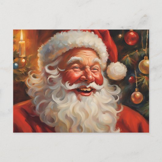 Vintage Santa Claus with Ornaments  Feestdagenkaart (Voorkant)