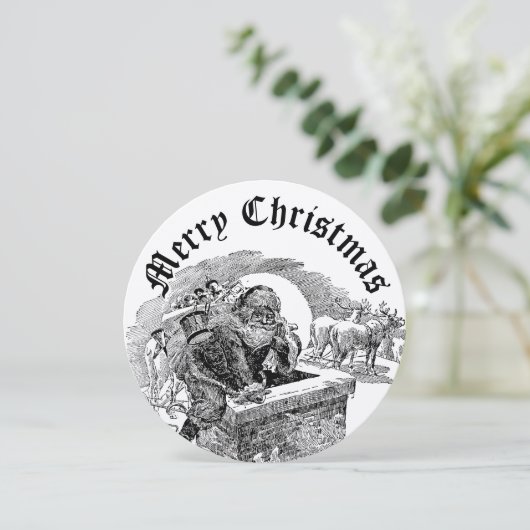 Vintage Santa Clause Christmas  Feestdagenkaart (Staand voorkant)