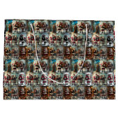 Vintage Santa Collage |  Father Christmas Groot Cadeauzakje (Achterkant)