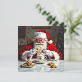 Vintage Santa, Cookies & Hot Cocoa Personalized Feestdagenkaart (Staand voorkant)