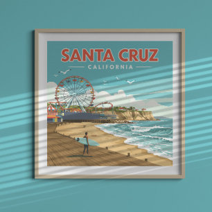 Vintage Santa Cruz Californië Poster