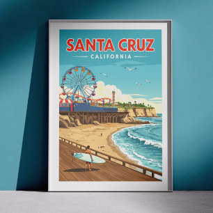 Vintage Santa Cruz Californië Poster