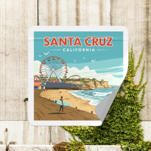 Vintage Santa Cruz Californië Vierkante Sticker