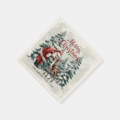 Vintage Santa & Deer Christmas Napkin Servet (Hoek)