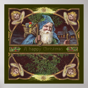 Vintage Santa en Angels Poster