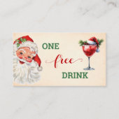 Vintage Santa Free Drink Christmas Party Ticket (Voorkant)