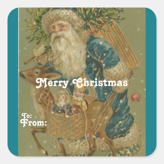 Vintage Santa Gift Label (Voorkant)