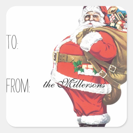 Vintage Santa Gift Label (Voorkant)