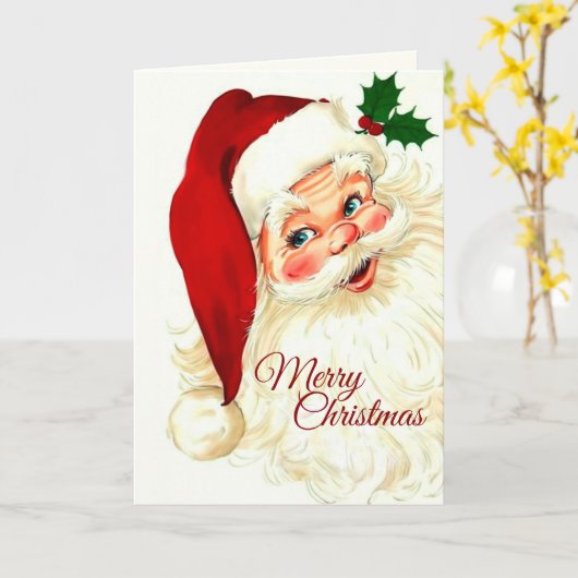 vintage santa lachen kaart (Gele Bloem)