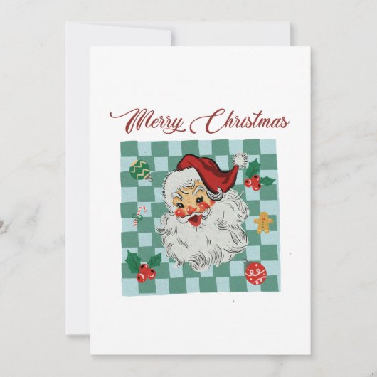 Vintage Santa Merry Christmas Design Kaart (Voorkant)
