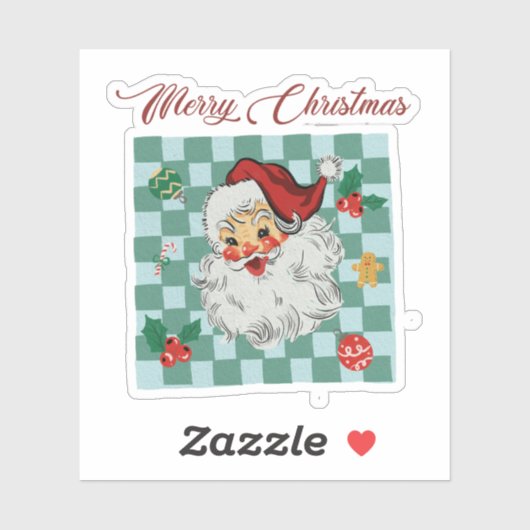 Vintage Santa Merry Christmas Design Sticker (Vel)