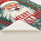 Vintage Santa Merry Christmas Illustration Patten Sherpa Deken (3/4)