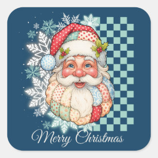 Vintage Santa Merry Christmas Vierkante Sticker