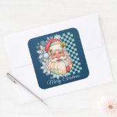 Vintage Santa Merry Christmas Vierkante Sticker (Envelop)