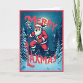Vintage Santa Merry Laxmas Lacrosse Christmas Kaart (Voorkant)