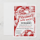 Vintage Santa Newspaper Christmas Party Invitation Kaart (Voorkant / Achterkant)
