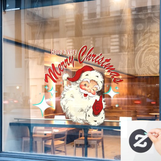 Vintage Santa No 4 Raamsticker (Cafe Raam)
