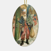 Vintage Santa oom Sam Keramisch Ornament (Links)
