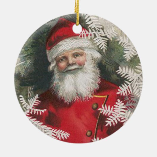 Vintage Santa Ornament glimlachen (Achterkant)