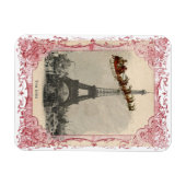 Vintage Santa over Paris Christmas Magnet Magneet (Horizontaal)