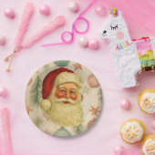 Vintage Santa Paper Plates Papieren Bordje (Feest)