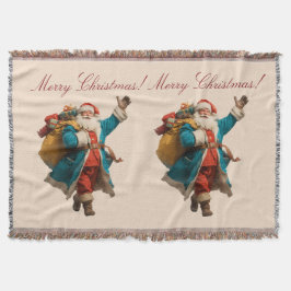 Vintage Santa Personalized Christmas Design Deken
