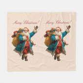 Vintage Santa Personalized Christmas Design Fleece Deken (Voorkant (Horizontaal))