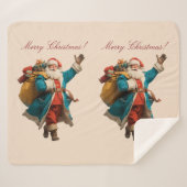 Vintage Santa Personalized Christmas Design Sherpa Deken (Voorkant (horizontaal))