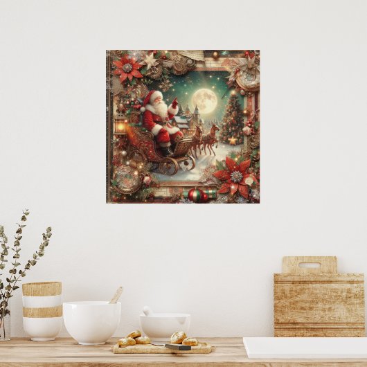 Vintage Santa Poster (Keuken)