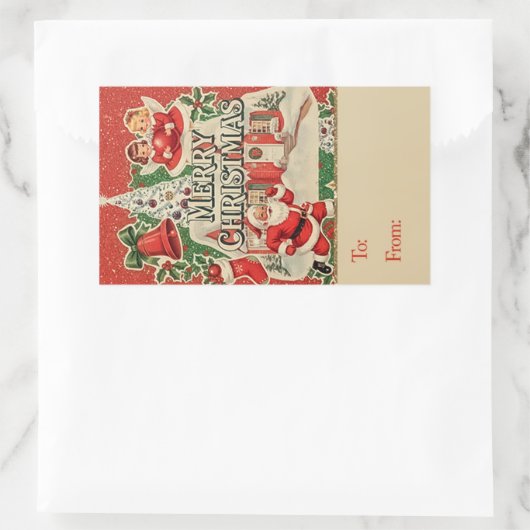 Vintage Santa Rechthoekige Sticker (Tas)