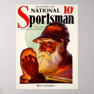 Vintage Santa Smoking Pipe Hunter Poster