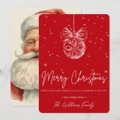 Vintage Santa & Snowfall – Elegant Christmas  Feestdagenkaart (Voorkant / Achterkant)