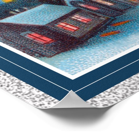 vintage santa vliegende slee poster (Hoek)