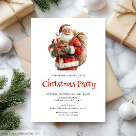 Vintage Santa Watercolor Holiday Dinner Invite Kaart