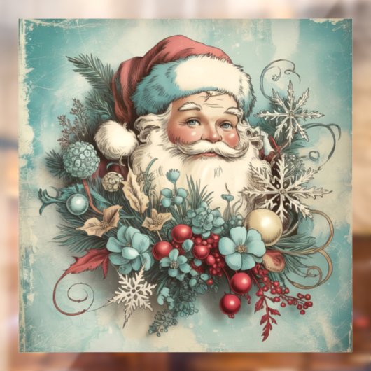 Vintage Santa Window Cling Raamsticker (Vel 2)
