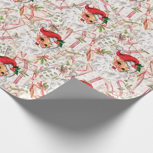 Vintage Santa Wrapping Paper Cadeaupapier (Hoek)