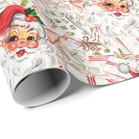 Vintage Santa Wrapping Paper Cadeaupapier (Rol Hoek)