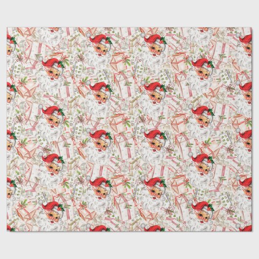 Vintage Santa Wrapping Paper Cadeaupapier (Zoom)