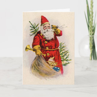 Vintage Santa's Calling Feestdagen Kaart