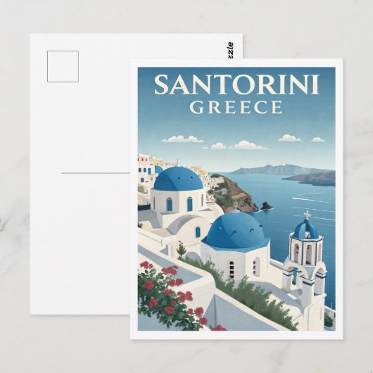 Vintage Santorini Travel Briefkaart (Voorkant / Achterkant)