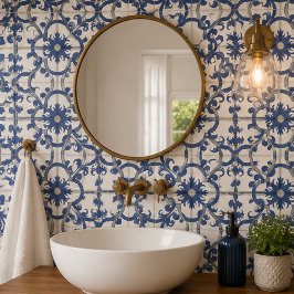 Vintage Sapphire Elegant Blue Ornamental Mosaic Tegeltje