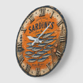 Vintage Sardines Coastal Nautical Kitchen Grote Klok (Hoek)