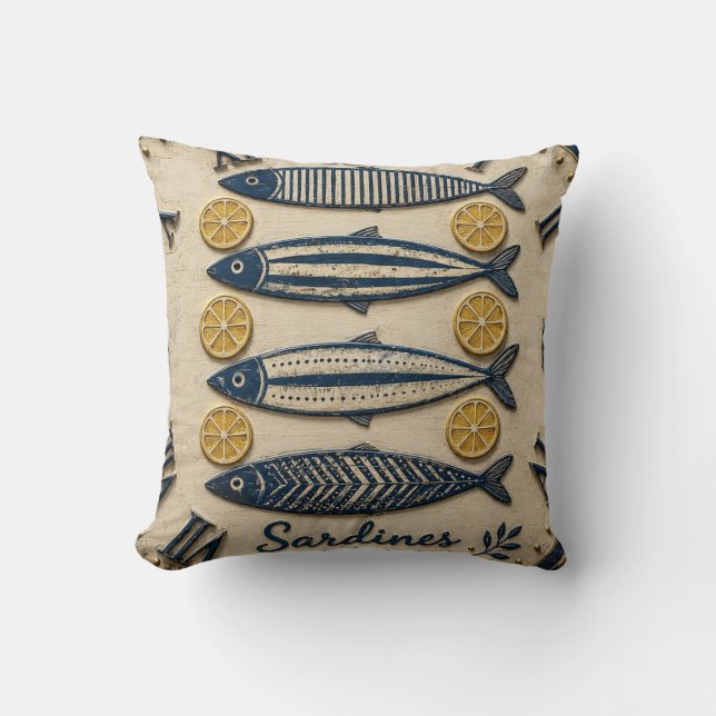Vintage Sardines Kussen (Voorkant)