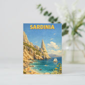 Vintage Sardinia Travel Cala Goloritzé Briefkaart (Staand voorkant)